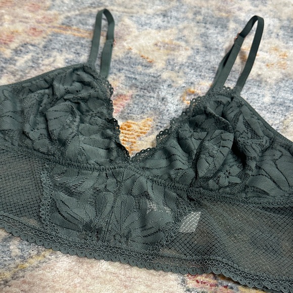 Aerie Real Good Lace Bralette Women’s Medium Green Wireless Crop Top - Picture 2 of 6